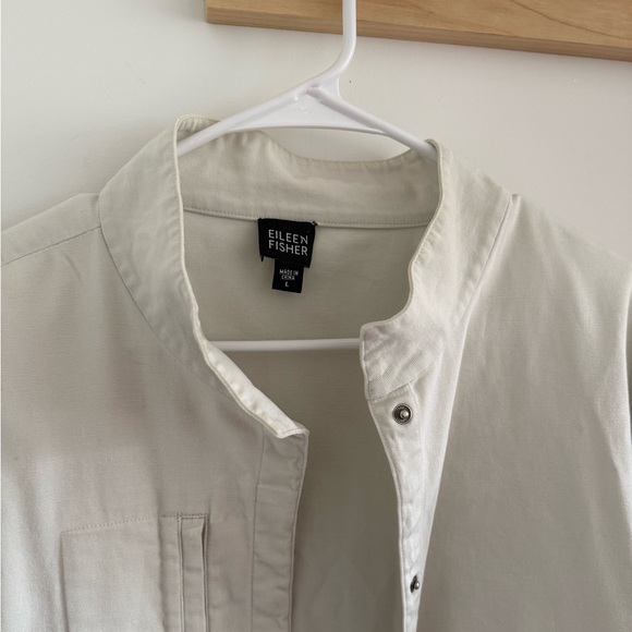 Eileen Fisher Women’s Jacket Lightweight Cotton Chino Beige Tan size L - Picture 2 of 6